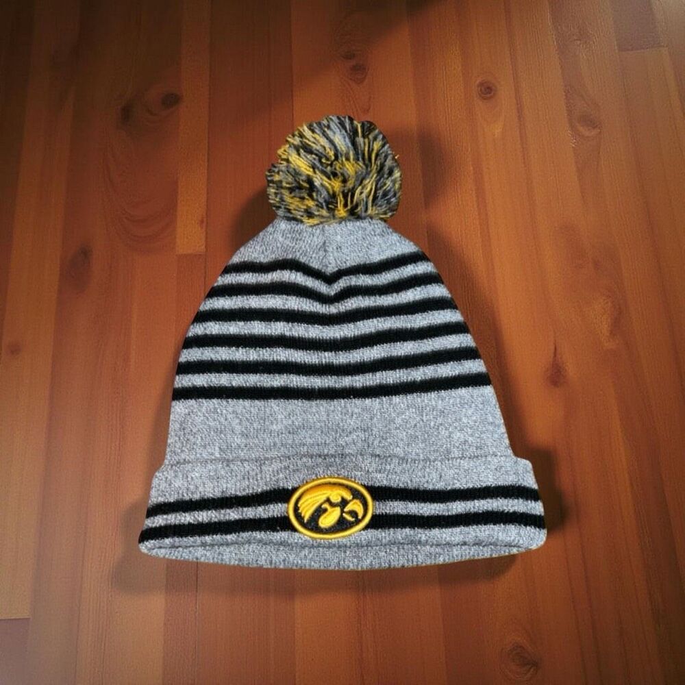NCAA Iowa Hawkeyes Knit Cuffed Pom Pom Beanie One Size